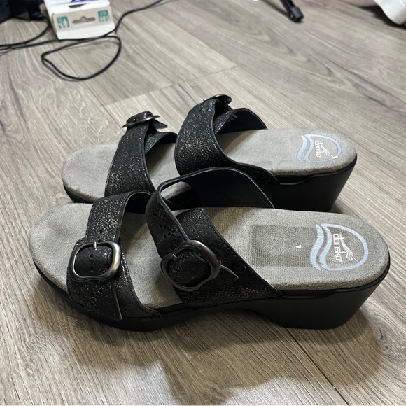 DANSKO Sophie Black Leather Embossed Strap Slide Sandal Size EU 36 US 5 - Picture 3 of 10